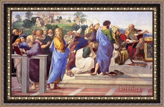 Raphael Disputation of The Holy Sacrament (la Disputa) [detail 12] Framed Painting
